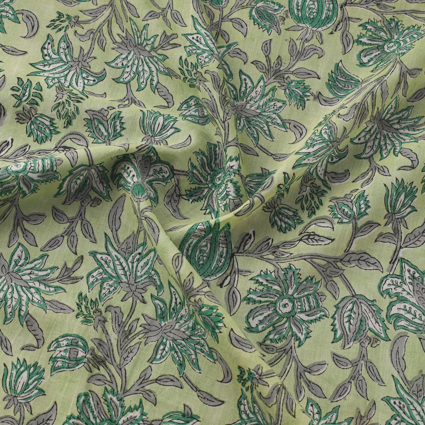 Pure mul cotton hand sanganeri fabric 01 - handcrafted