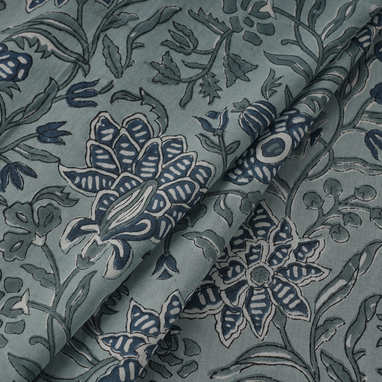 Pure mul cotton hand sanganeri fabric 02 - handcrafted