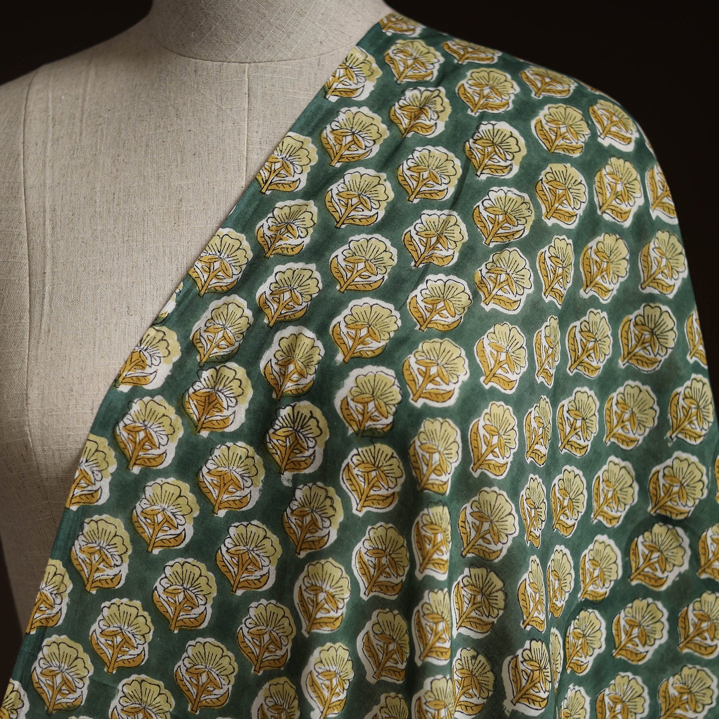 Pure mul cotton hand block sanganeri print fabric 06