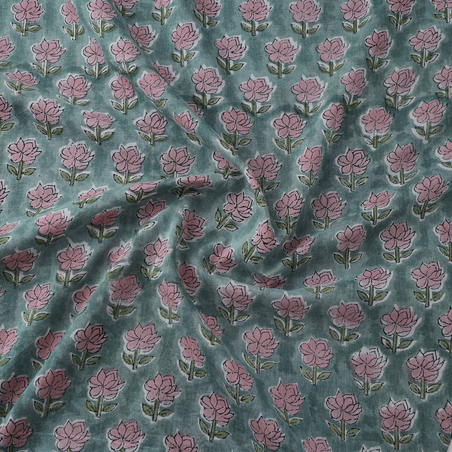 Pure mul cotton hand sanganeri fabric 17 - handcrafted