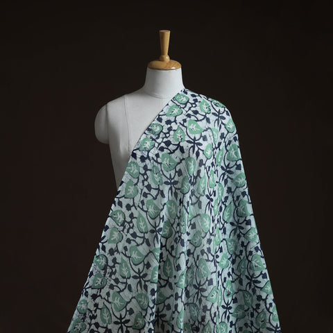 Green - Pure Mul Cotton Kutch Hand Block Batik Print Fabric 09