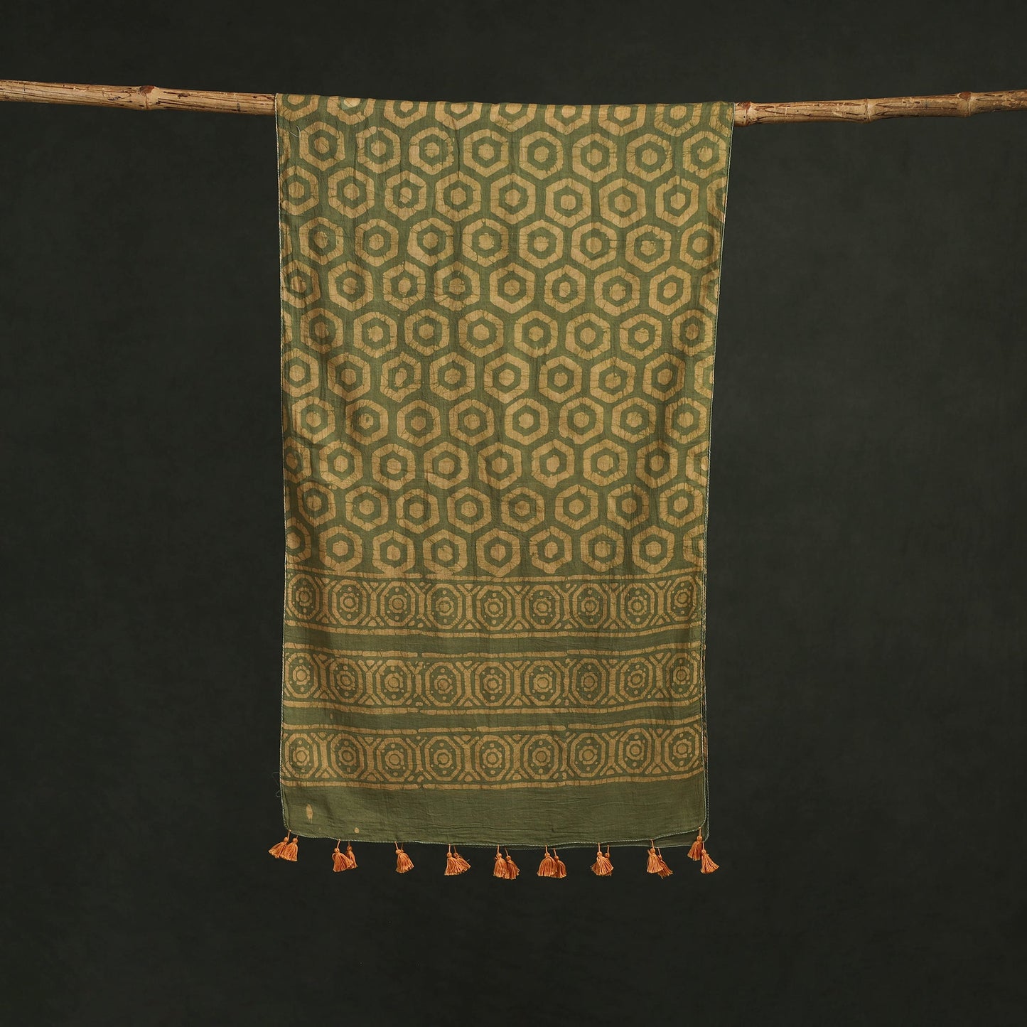 Pure mul cotton kutch hand block batik print stole