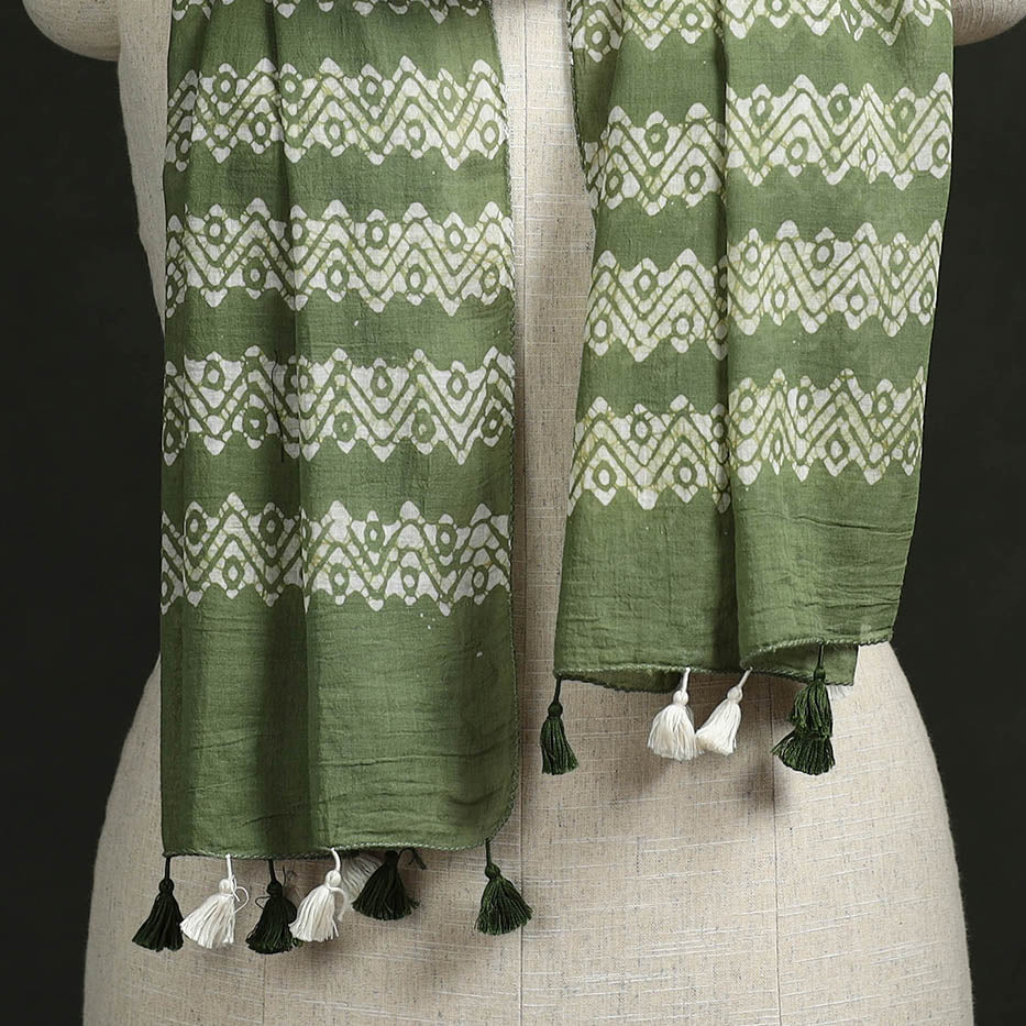 Pure mul cotton kutch hand block batik print stole