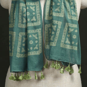 Pure mul cotton kutch hand block batik print stole