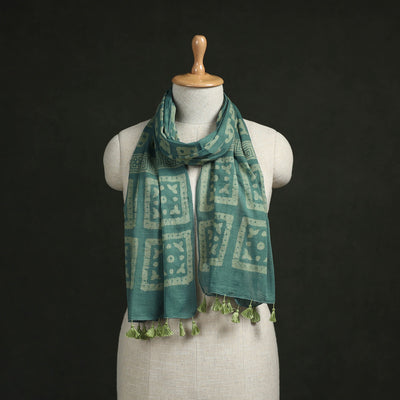 Pure mul cotton kutch hand block batik print stole