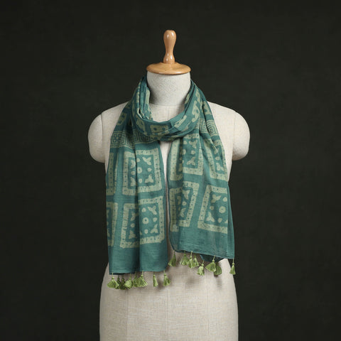 Pure mul cotton kutch hand block batik print stole