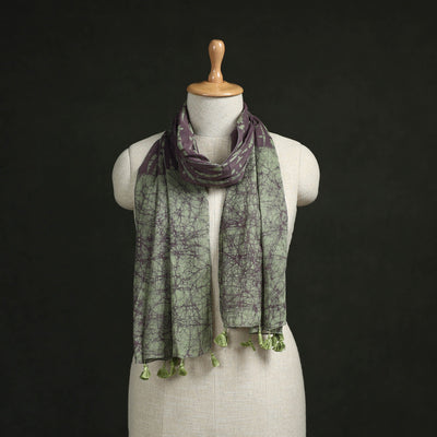 Pure mul cotton kutch hand block batik print stole
