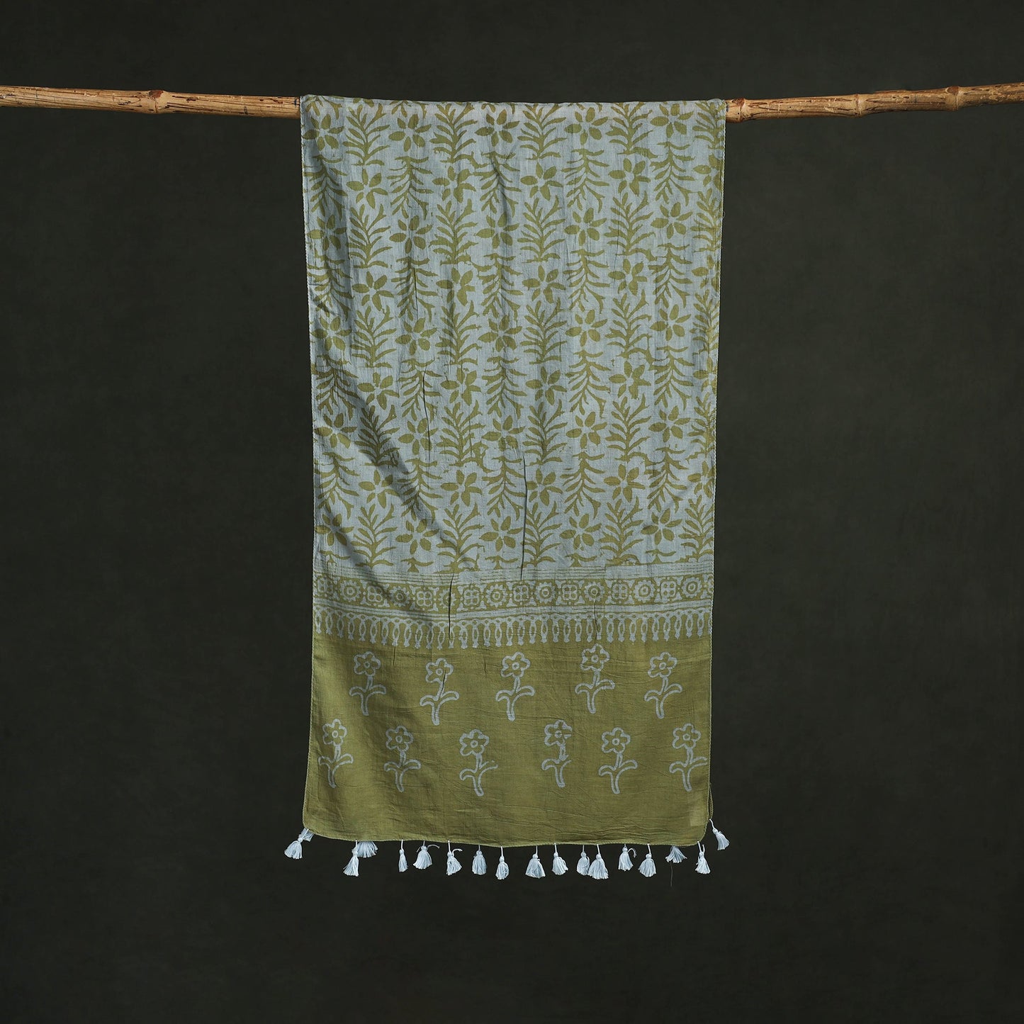 Pure mul cotton kutch hand block batik print stole