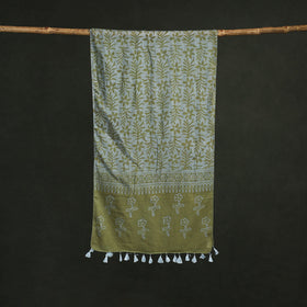 Pure mul cotton kutch hand block batik print stole