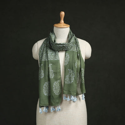 Pure mul cotton kutch hand block batik print stole