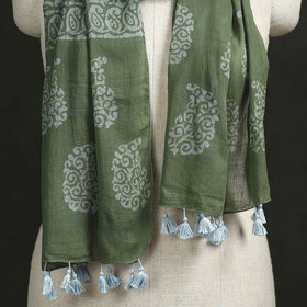 Pure mul cotton kutch hand block batik print stole