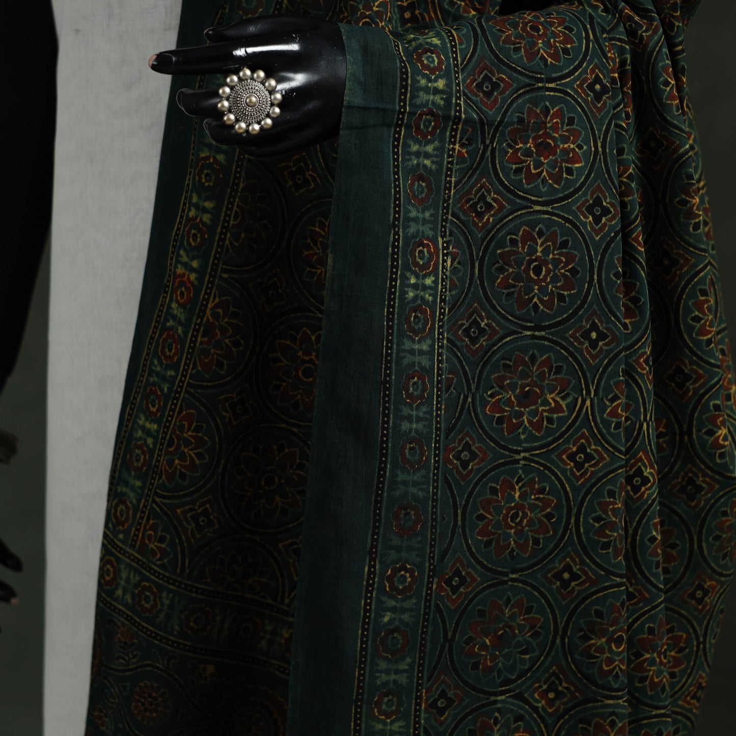 Green - pure mul cotton kutch hand block print natural dyed