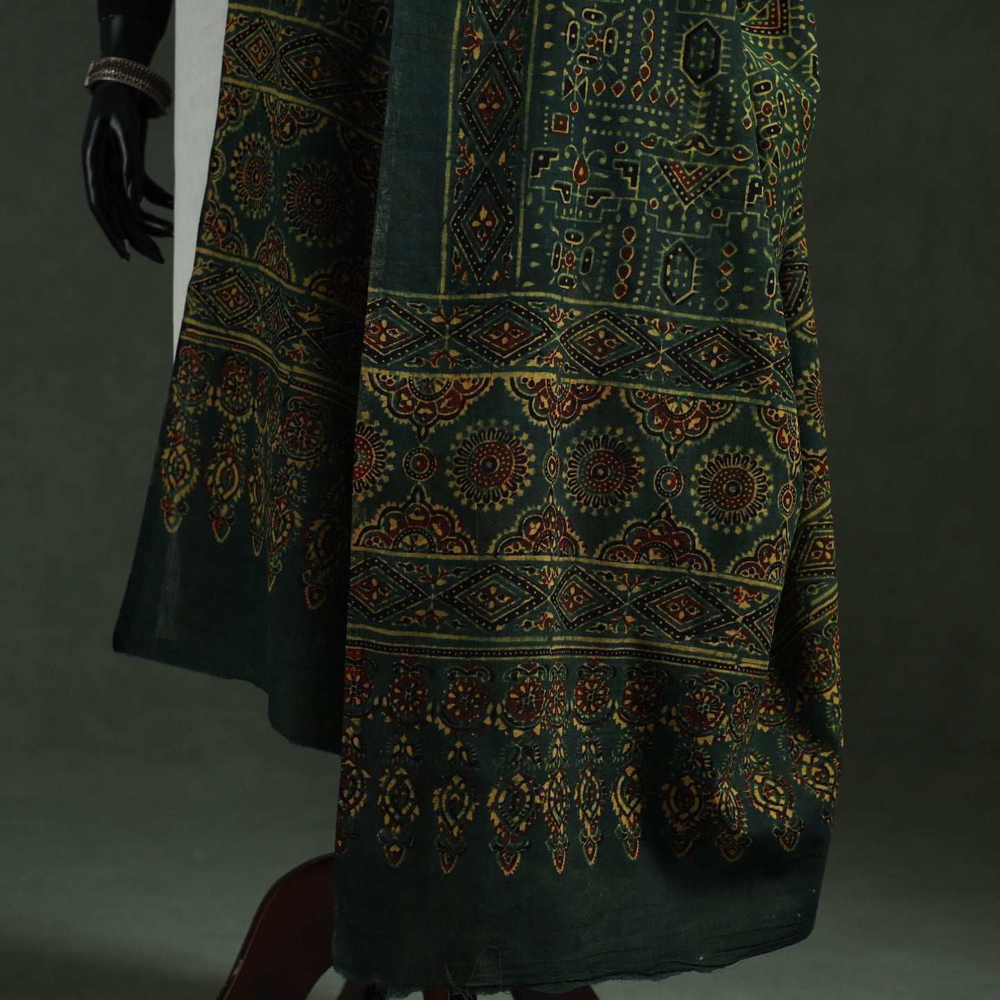 Green - pure mul cotton kutch hand block print natural dyed