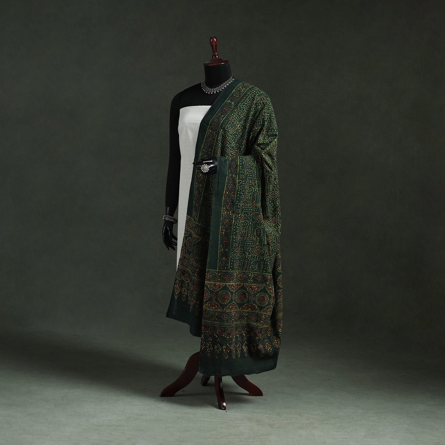 Green - pure mul cotton kutch hand block print natural dyed