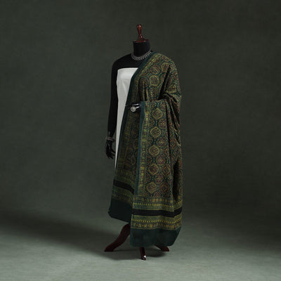 Green - pure mul cotton kutch hand block print natural dyed