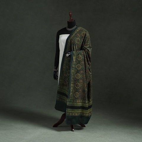 Green - pure mul cotton kutch hand block print natural dyed