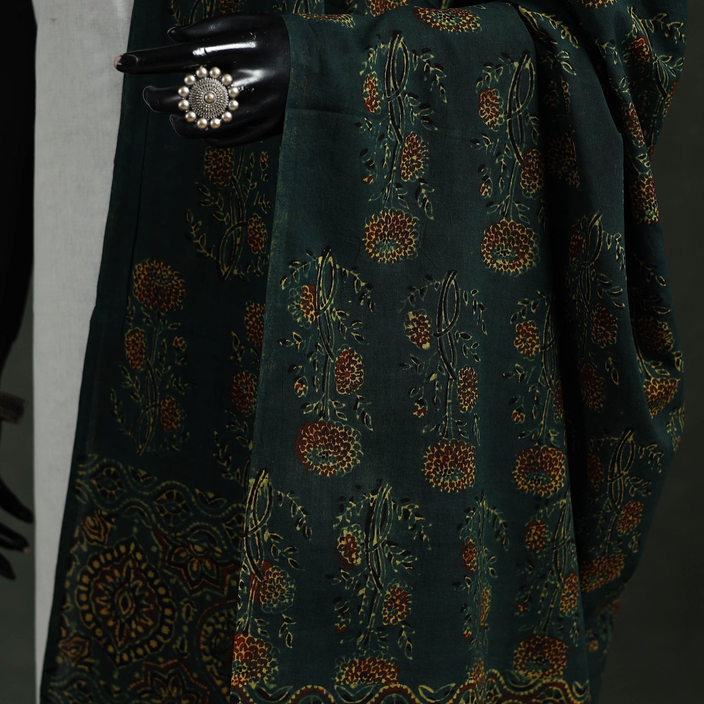 Green - pure mul cotton kutch hand block print natural dyed