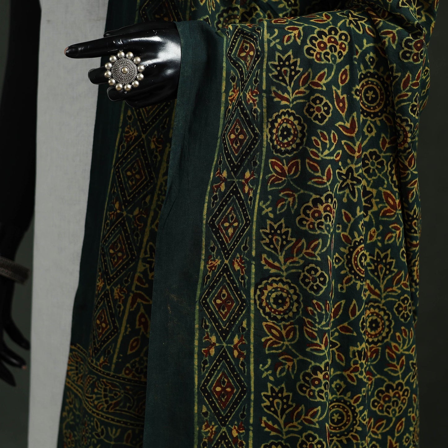 Green - pure mul cotton kutch hand block print natural dyed