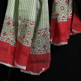 Buy Green Pure Wool Block Print Sanganeri Stole