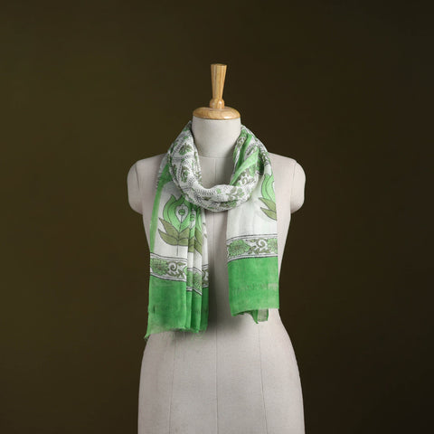 Pure wool hand sanganeri stole 31 - handcrafted