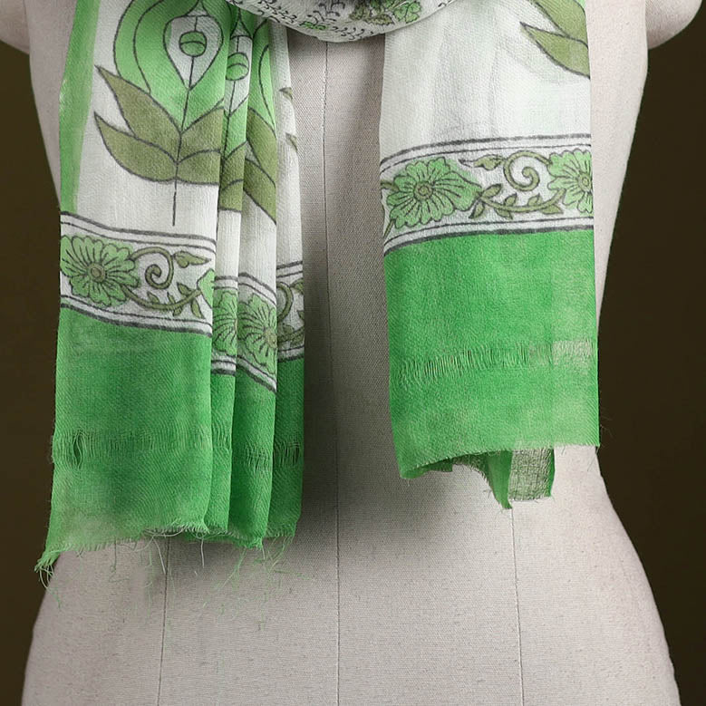 Pure wool hand sanganeri stole 31 - handcrafted