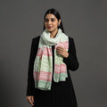  Pure Wool Block Print Green Sanganeri Stole