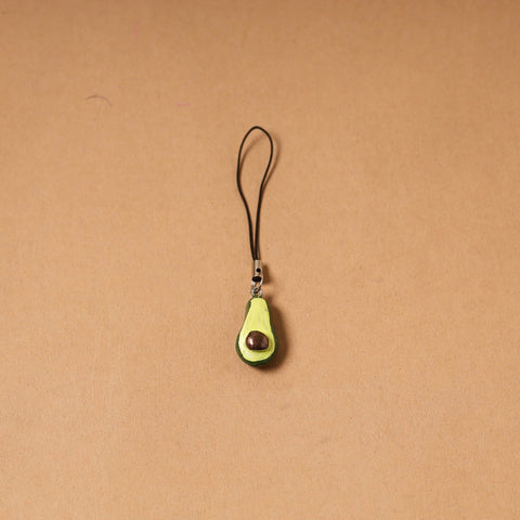 Green - quirklets handpainted clay avocado bag charm