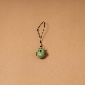 Green - quirklets handpainted clay owl bag charm / keychain