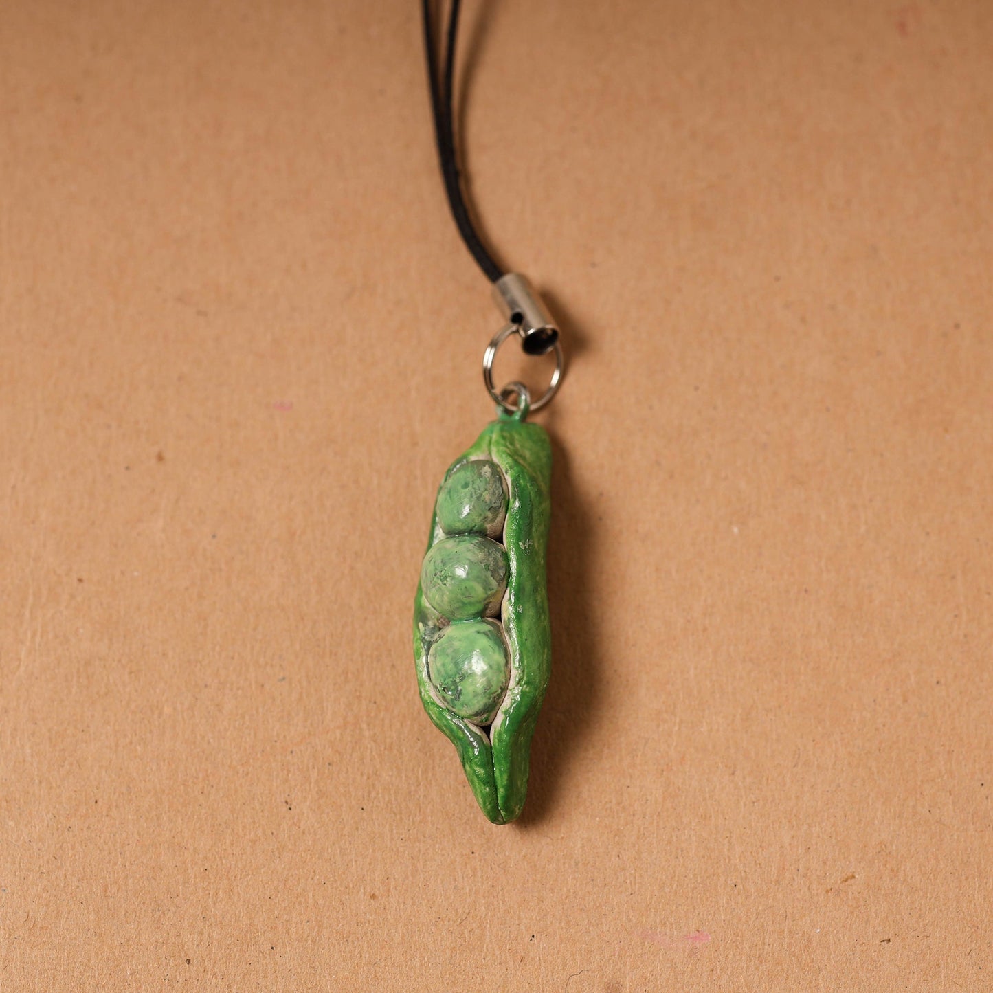 Green - quirklets handpainted clay pea pod bag charm