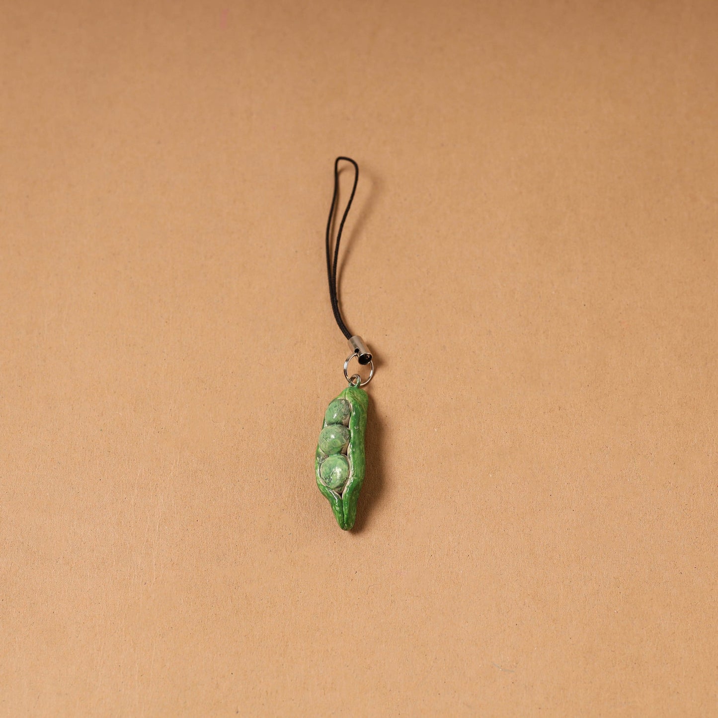 Green - quirklets handpainted clay pea pod bag charm