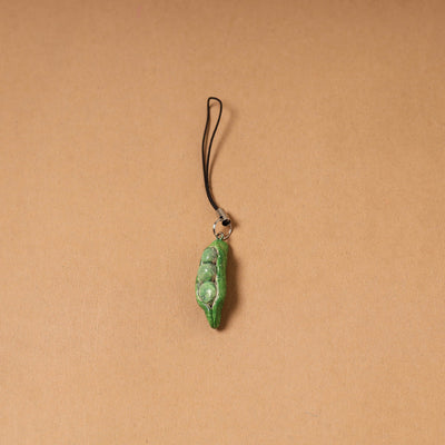 Green - quirklets handpainted clay pea pod bag charm