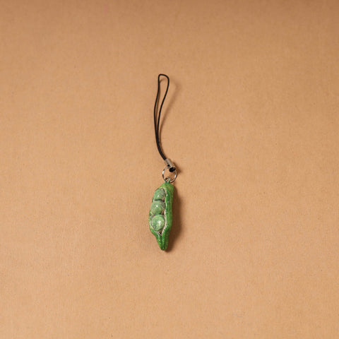 Green - quirklets handpainted clay pea pod bag charm