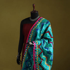 Ranihati chanderi silk zig zag hand embroidery dupatta 02
