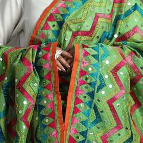 Buy Ranihati Chanderi Silk Zig Zag Phulkari Hand Embroidery Dupatta