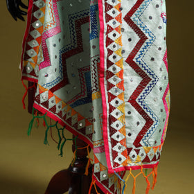 Ranihati chanderi silk zig zag hand embroidery dupatta 29