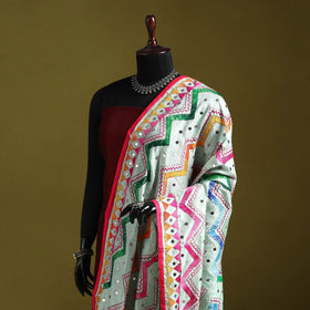 Ranihati chanderi silk zig zag hand embroidery dupatta 47