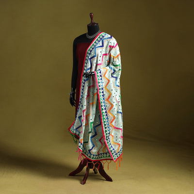 Ranihati chanderi silk zig zag hand embroidery dupatta 48