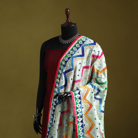Ranihati chanderi silk zig zag hand embroidery dupatta 48