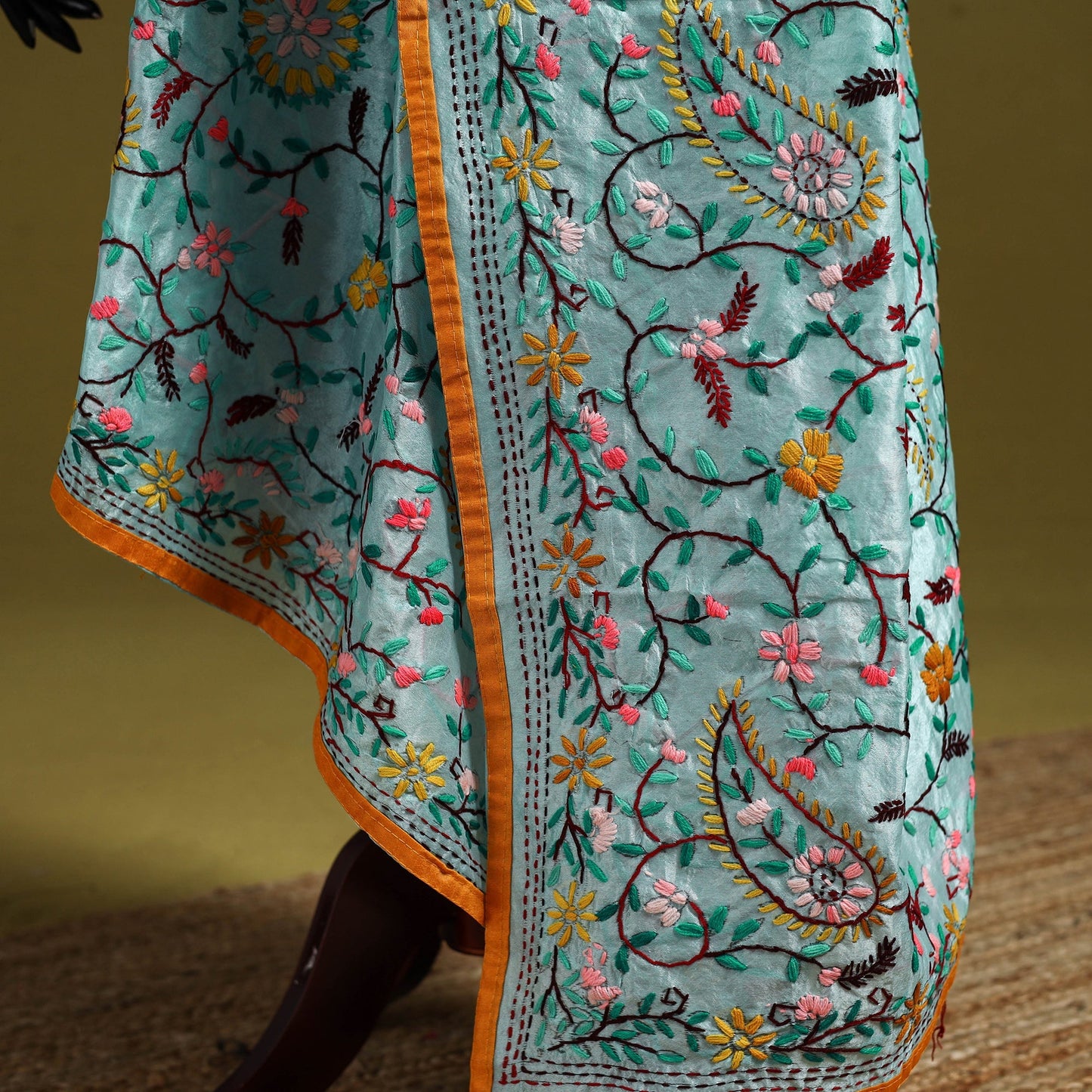 Ranihati chapa work chanderi silk hand embroidery dupatta