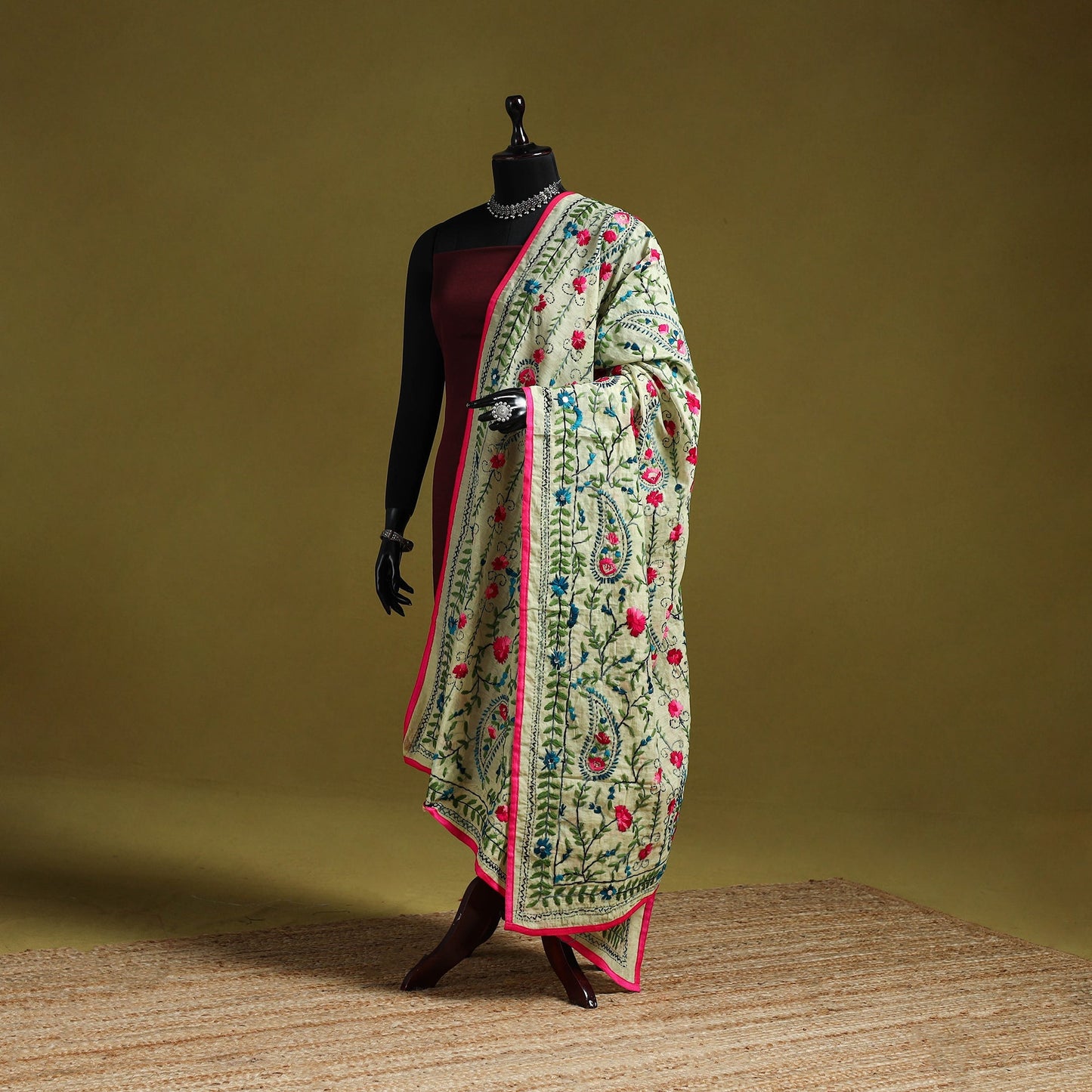 Ranihati chapa work chanderi silk hand embroidery dupatta