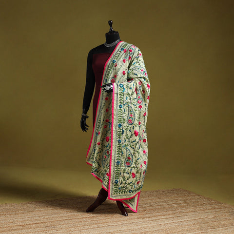 Ranihati chapa work chanderi silk hand embroidery dupatta