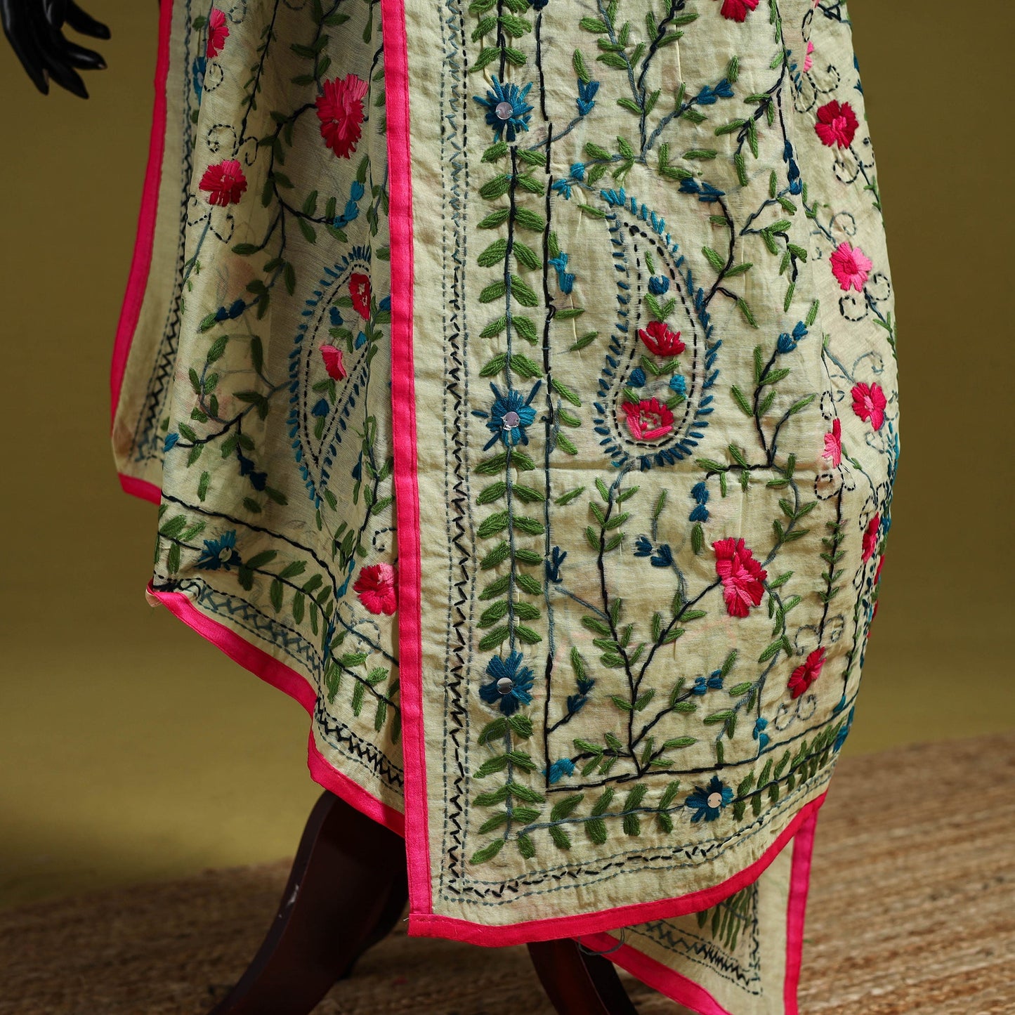 Ranihati chapa work chanderi silk hand embroidery dupatta