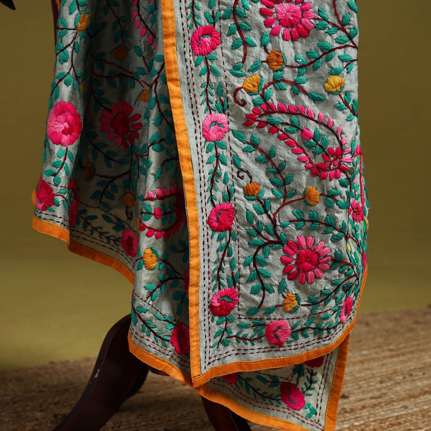 Ranihati chapa work chanderi silk hand embroidery dupatta