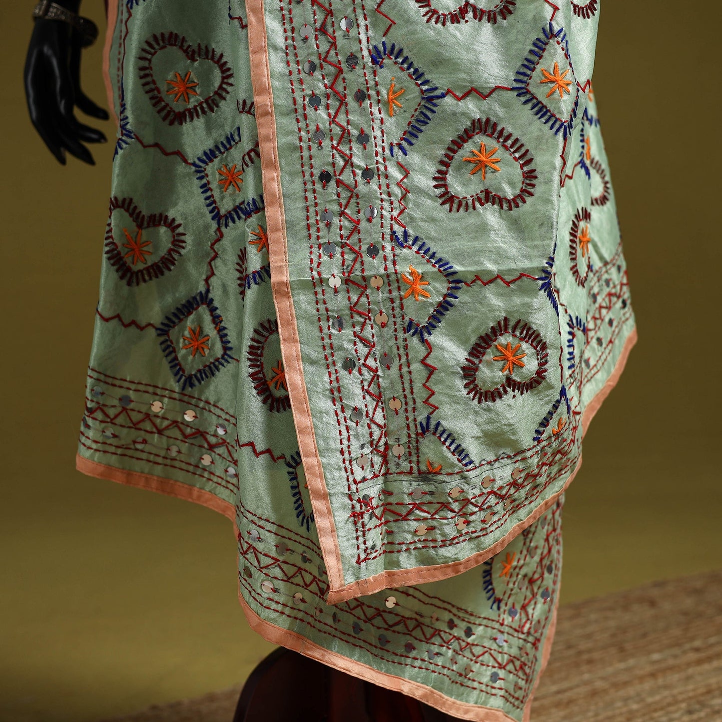 Ranihati chapa work chanderi silk hand embroidery dupatta