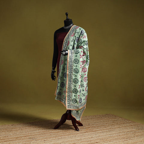 Ranihati chapa work chanderi silk hand embroidery dupatta