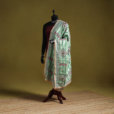 Ranihati chapa work chanderi silk hand embroidery dupatta