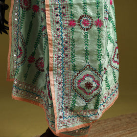 Ranihati chapa work chanderi silk hand embroidery dupatta