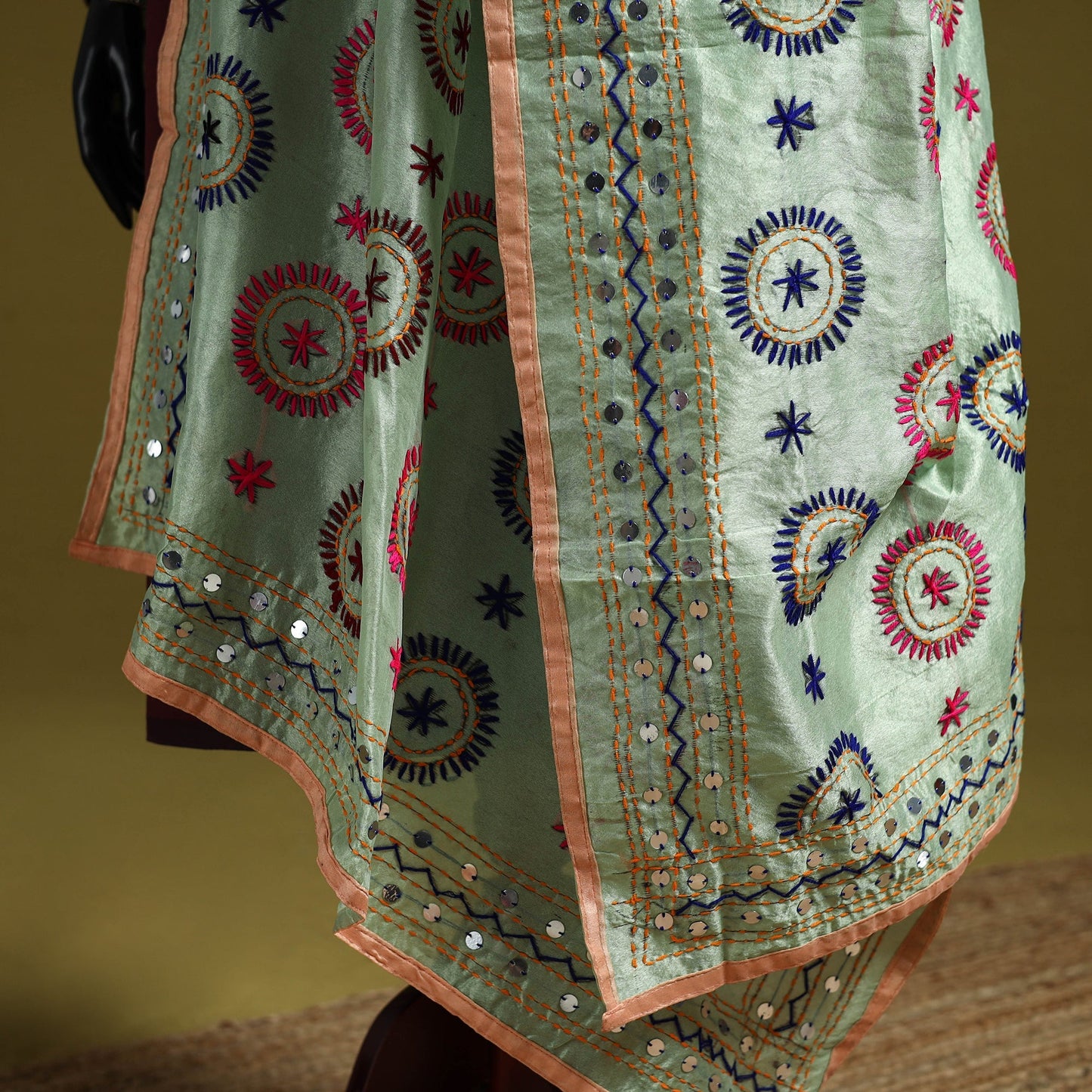 Ranihati chapa work chanderi silk hand embroidery dupatta