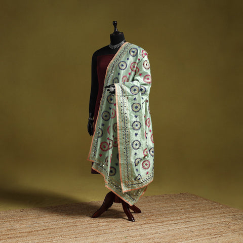 Ranihati chapa work chanderi silk hand embroidery dupatta