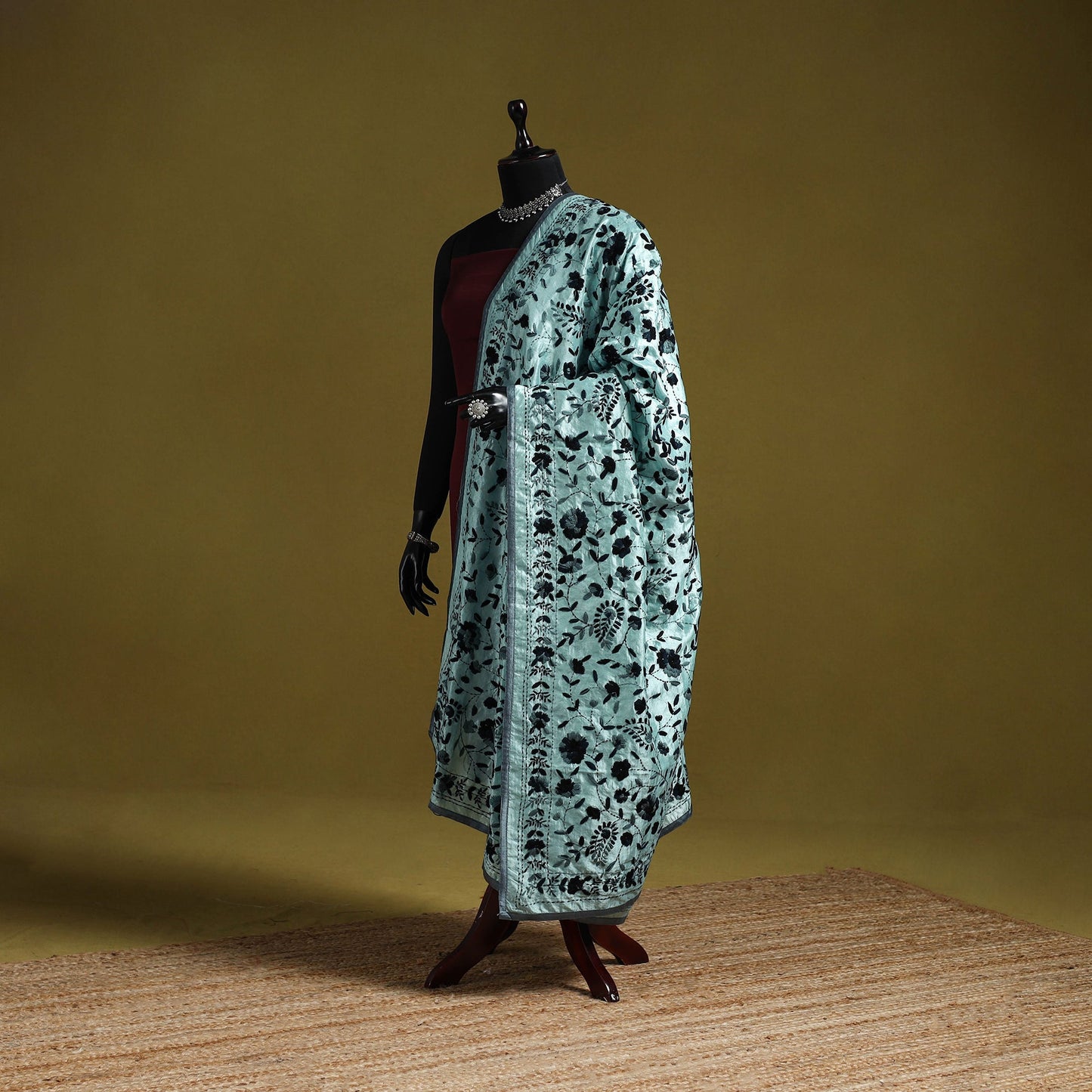 Ranihati chapa work chanderi silk hand embroidery dupatta